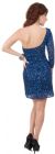 One Sleeve Fully Sequined Short Prom Party Dress  back in Royal Blue